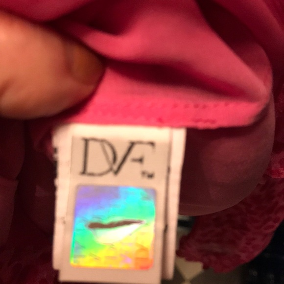 DVF Silk Fuschia Rose Petal Print Blouse - Picture 7 of 8